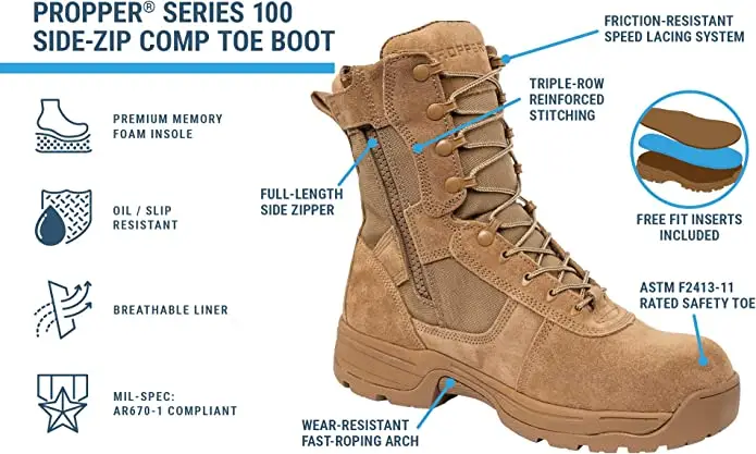 Propper Series 100™ 8" Boot Herren Serie 100™ Stiefel, 20,3 cm mit seitlichem Reißverschluss - Springerstiefel - Image 4