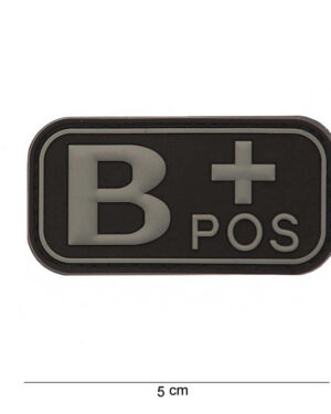 Patch 3D PVC blood type B+ positive black #11176