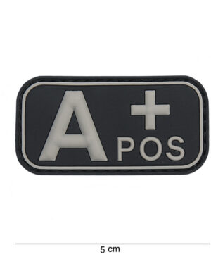 Patch 3D PVC blood type A+ positive black #11177