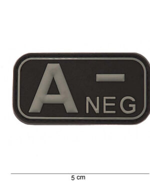 Patch 3D PVC blood type A- negative black #11175