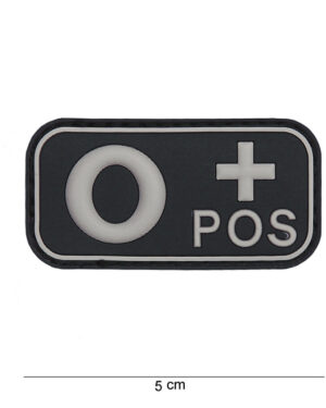 Patch 3D PVC blood type O+ positive black #11179