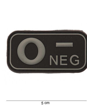 Patch 3D PVC blood type O - negative black #11174