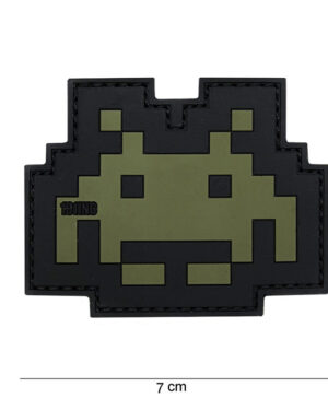 Patch 3D PVC Space invader green/black #14059