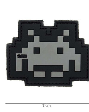 Patch 3D PVC Space invader grey/black #14058