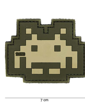 Patch 3D PVC Space invader sand/green #14060
