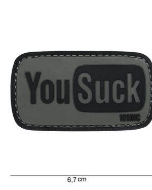 Patch 3D PVC You suck grey/black #14068