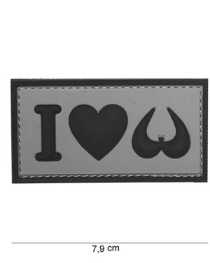 Patch 3D PVC I love boobies grey #16081