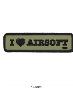 Patch 3D PVC I love Airsoft green #16071