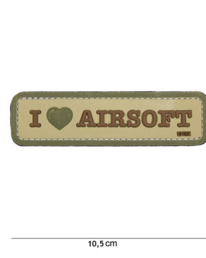 Patch 3D PVC I love Airsoft coyote #16069