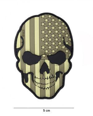 Patch 3D PVC skull USA subdued #16044