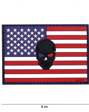 Patch 3D PVC flag USA + skull #17029