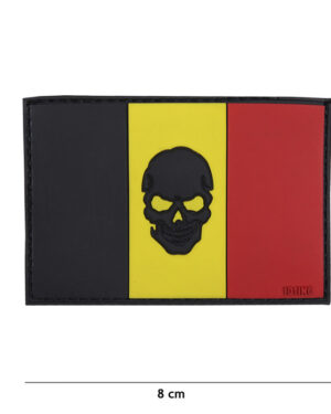 Patch 3D PVC flag Belgium + skull #16049