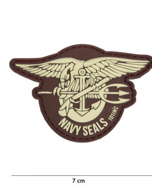 Patch 3D PVC Navy seals brown #18020
