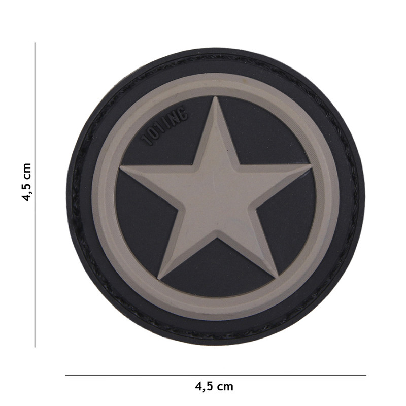 Patch 3D PVC USA star grey #18064