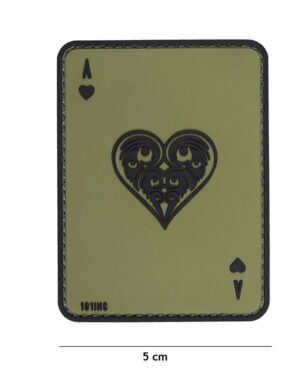 Patch 3D PVC ace of hearts green #19015