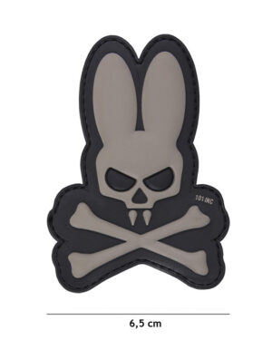 Patch 3D PVC Skull bunny grey #17054