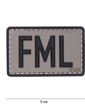 Patch 3D PVC FML (Fuck My Life) grey #16039