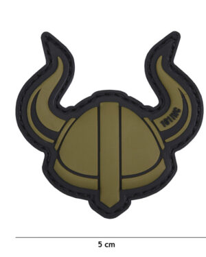 Patch 3D PVC Viking helmet green #17006
