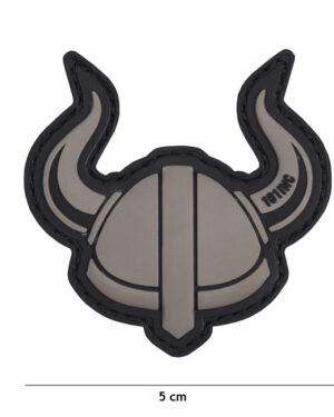 Patch 3D PVC Viking helmet grey #17017