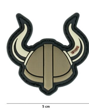 Patch 3D PVC Viking helmet green/black #17018