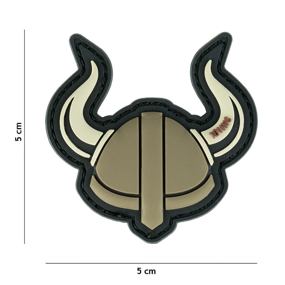Patch 3D PVC Viking helmet green/black #17018