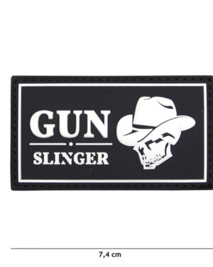 Patch 3D PVC Gun slinger skull cowboy black #16120
