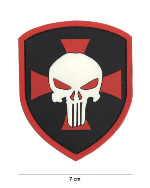 Patch 3D PVC Shield Punisher cross red #11134