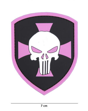 Patch 3D PVC Shield Punisher cross pink #9051