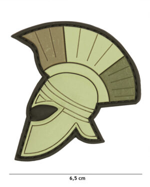 Patch 3D PVC Spartan helmet green #20033