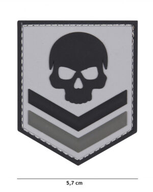 Patch 3D PVC Belgium skull grey #20029