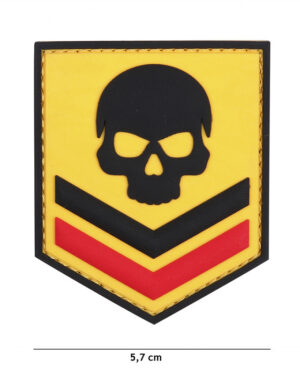 Patch 3D PVC Belgium skull yellow #20031
