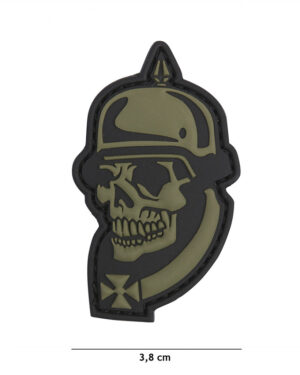 Patch 3D PVC WW I skull green #20044