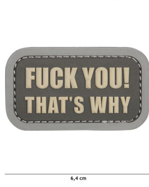 Patch 3D PVC Fuck you that's why grey #11143