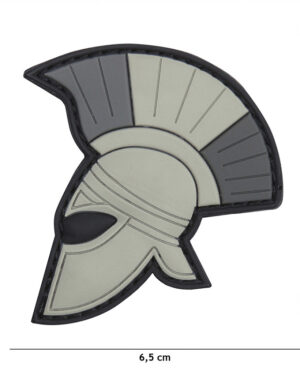 Patch 3D PVC Spartan helmet grey #2098