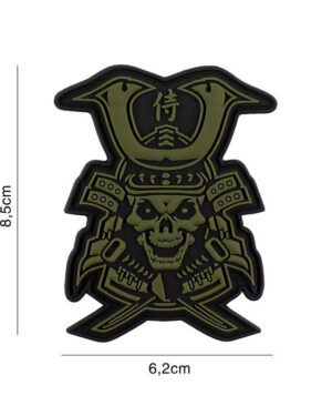 Patch 3D PVC Samurai skull green #5093