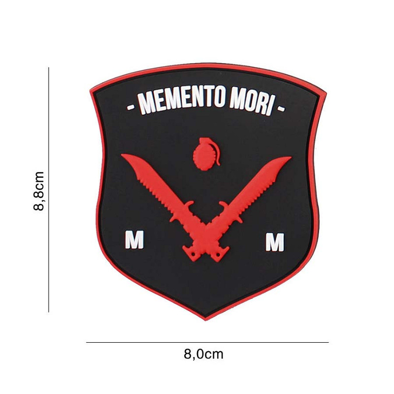 Patch 3D PVC Memeto Mori dagger black/red/white #6109