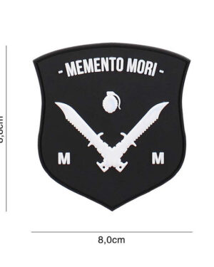Patch 3D PVC Memento Mori shield dagger black/white #6110