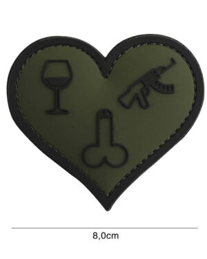 Patch 3D PVC Love, wine, dicks and guns green #7102