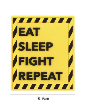Patch 3D PVC Eat sleep fight repeat yellow #2127
