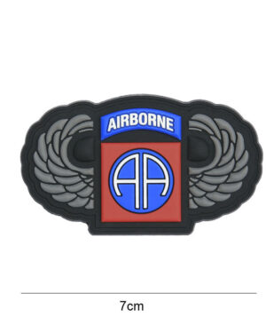 Patch 3D PVC 82nd Airborne silver wings #8079