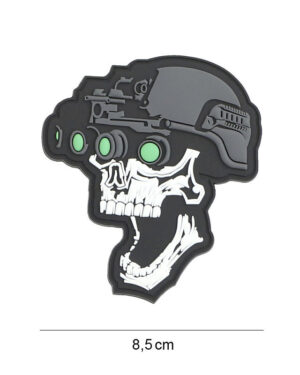 Patch 3D PVC Night vision skull white #8134