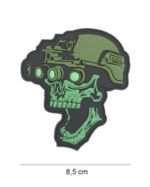 Patch 3D PVC Night vision skull green #19043