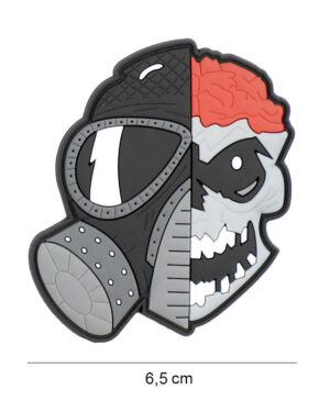 Patch 3D PVC skull with brains and gasmask #8136