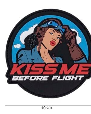 Patch 3D PVC Kiss me before flight round #11171