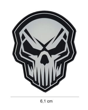 Patch 3D PVC Angry skull glow in the dark #9062