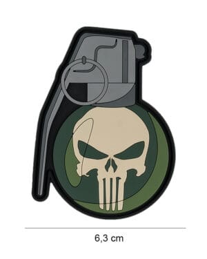 Patch 3D PVC Handgrenade punish skull #9079
