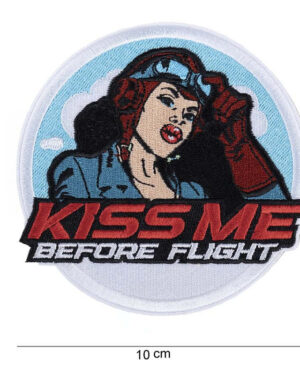 Patch Kiss me before flight round mit Klettverschluss #12012