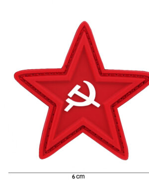 Patch 3D PVC red star with hammer and sickle #16109