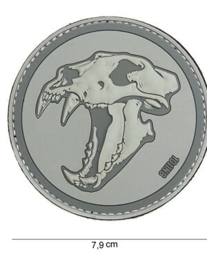 Patch 3D PVC Sabertooth tiger grey #14028