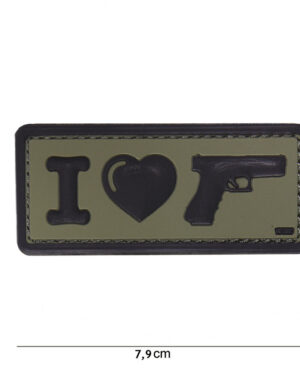 Patch 3D PVC I Love my sidearm green #16063